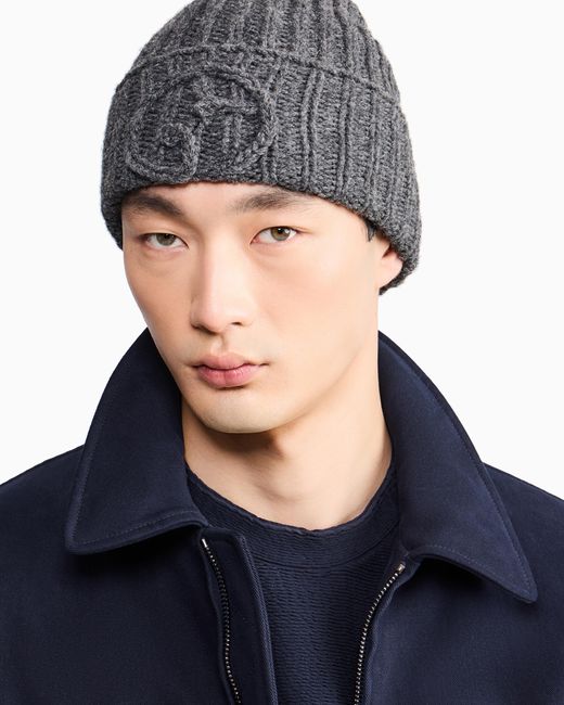 Giorgio Armani Blue Beanie Hat for men
