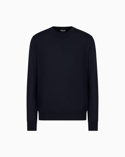 Giorgio Armani Blue Crew Neck Jumper for men