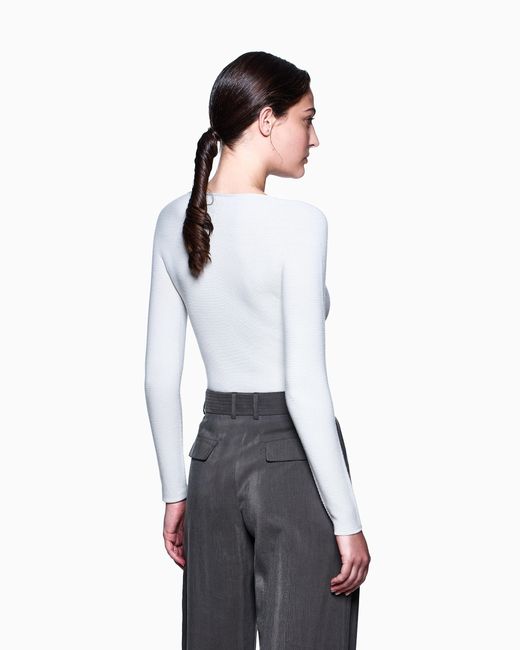 Giorgio Armani White Pullover Mit Langen Ärmeln Aus Viskose