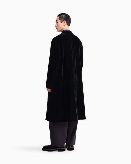 Giorgio Armani Blue Coat Regular Fit Smooth Stretch Viscose And Cupro Velvet for men