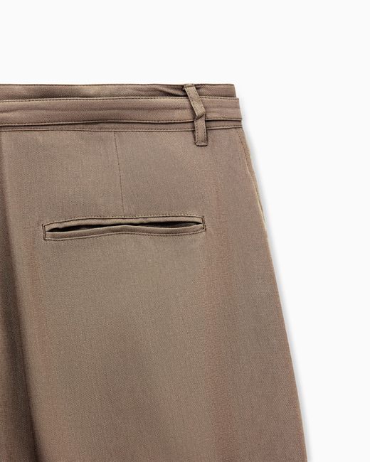 Giorgio Armani Natural Cupro Basketweave Single-Pleat Trousers for men