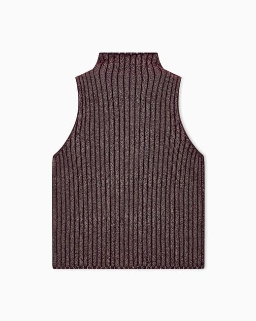 Giorgio Armani Brown Knit Top Sleeveless Turtleneck