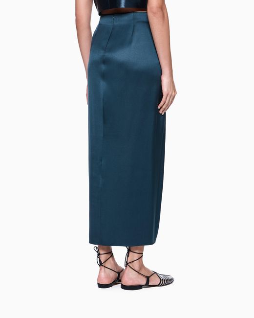 Giorgio Armani Blue Long Silk Wrap Skirt