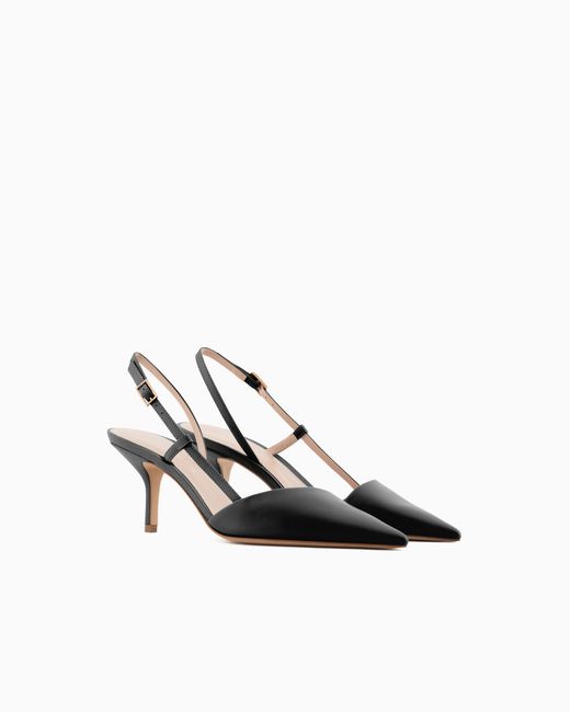 Giorgio Armani White Leather Slingbacks