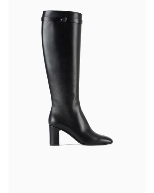 Giorgio Armani Black Nappa Leather High-heeled Boots