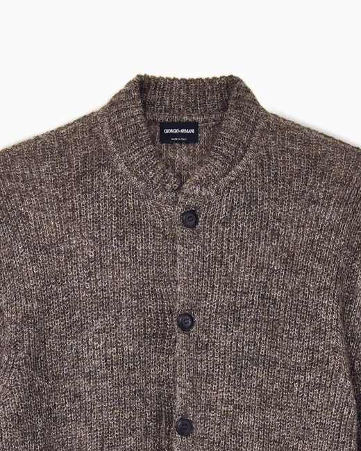 Giorgio Armani Brown Cardigan Regular Fit Mohair Wool for men
