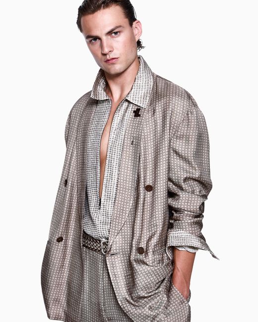 Giorgio Armani Gray Double-Breasted Jacket for men