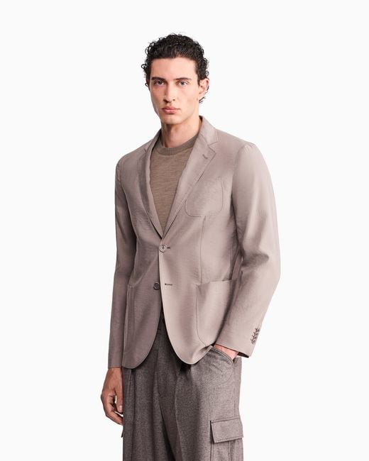 Giorgio Armani Brown Single-Breasted Patch-Pocket Blazer for men