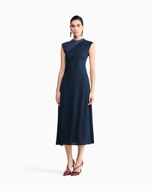Giorgio Armani Blue Dress With Draped Side