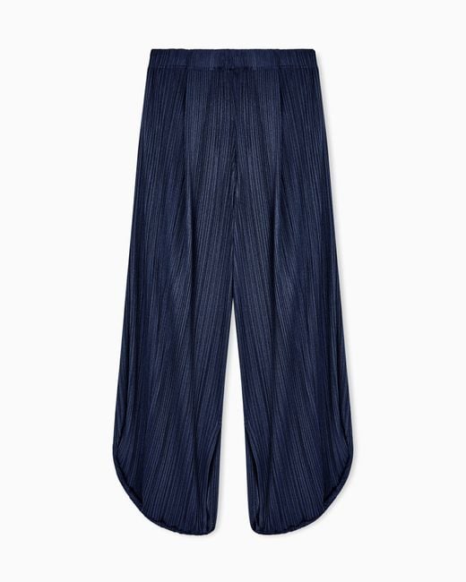 Giorgio Armani Blue Pleated Jersey Trousers