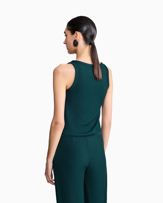 Giorgio Armani Green Ribbed Viscose Top