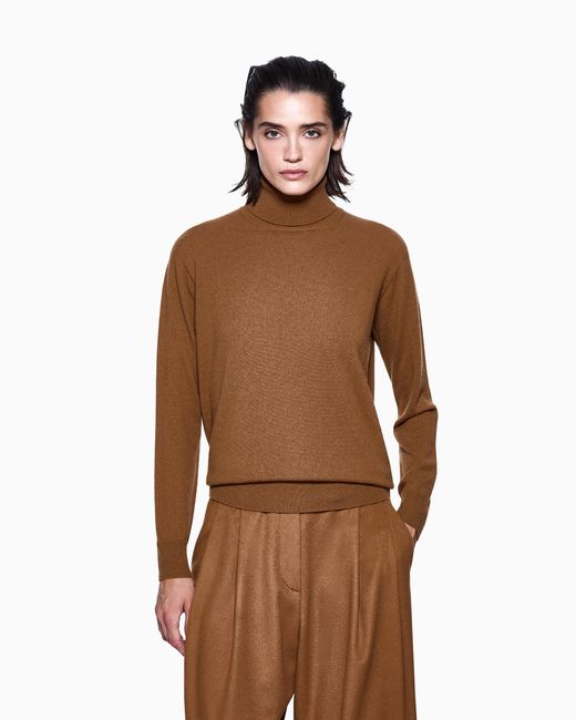 Giorgio Armani Brown Vicuña Wool Mock-Neck Jumper
