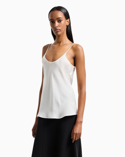 Giorgio Armani White Silk Charmeuse Top