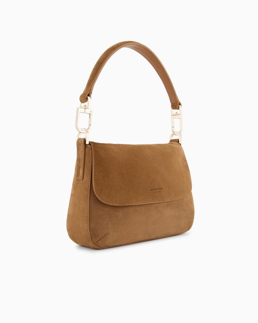Giorgio Armani Brown Small La Prima Soft Suede Handbag
