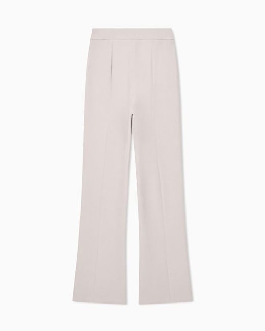 Giorgio Armani White Wide Leg Pure Silk Trousers With Pleats