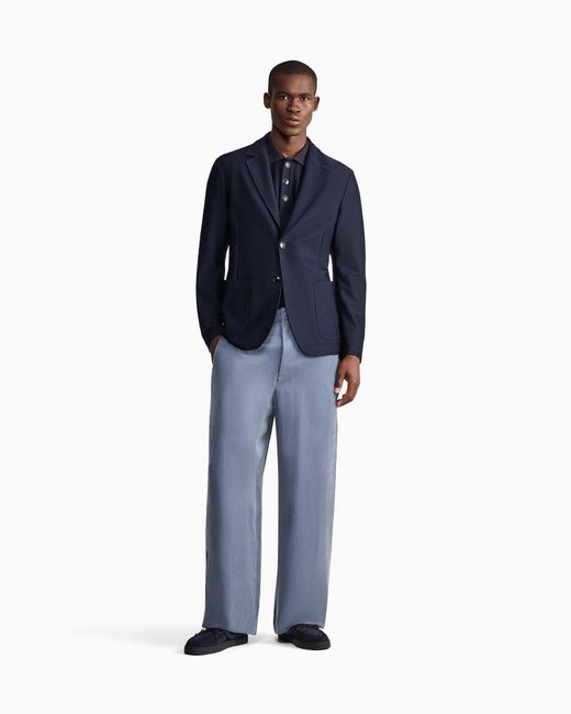 Giorgio Armani Blue Flat-Front Trousers for men