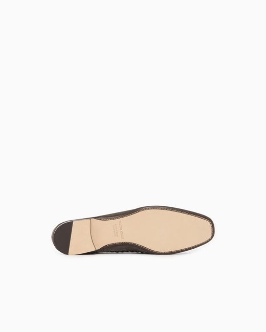 Giorgio Armani White Suede Slip-Ons With Interweaving