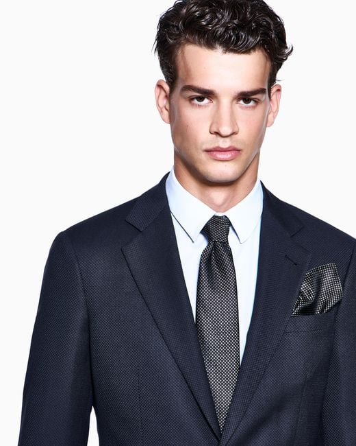 Giorgio Armani Gray Geometric Silk Jacquard Pocket Square for men