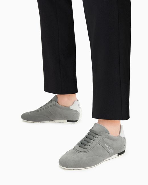 Giorgio Armani White Suede Sneakers