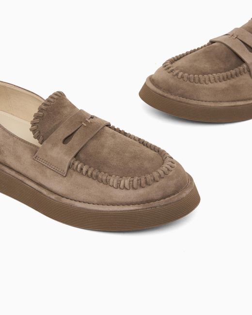Giorgio Armani White Suede Loafers for men