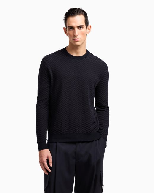 Maglia Girocollo di Giorgio Armani in Blue da Uomo