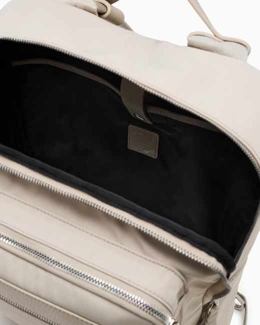 Giorgio Armani Gray Nylon And Pebbled-Leather Backpack for men