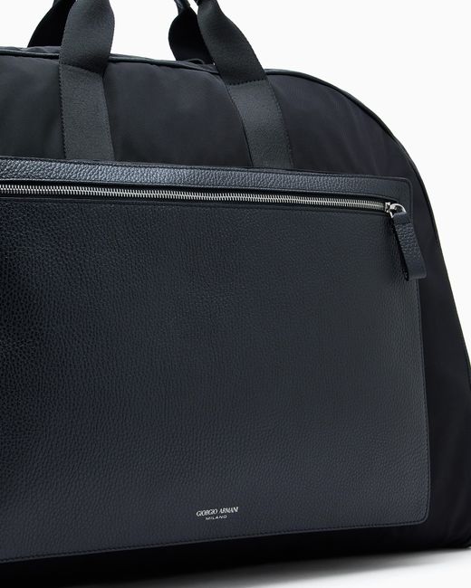 Giorgio Armani Umweltfreundlicher Kleiderbeutel Aus Nylon Und Vollnarbigem Leder in Black für Herren