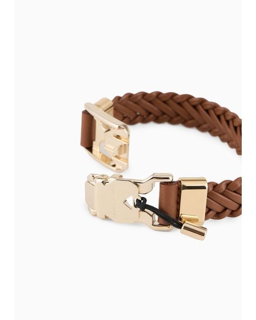 Giorgio Armani White Woven-leather Bracelet for men