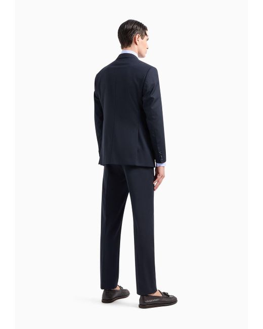 Giorgio Armani Blue Single-breasted Soft Line Suit In Virgin Wool for men