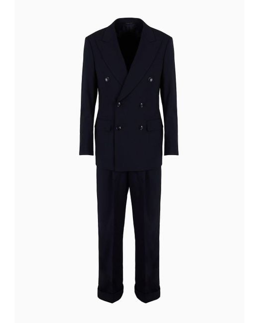 Giorgio Armani Doppelreihiger Anzug Aus Der Royal-linie Aus Schurwolle in Blue für Herren