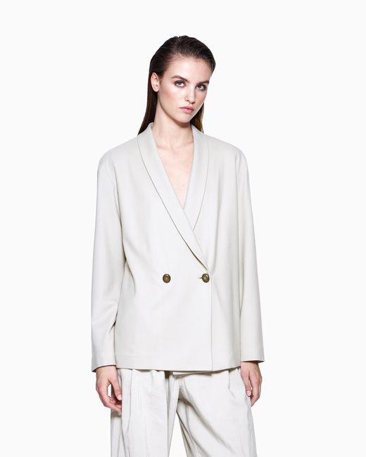 Giorgio Armani White Double-Breasted Jacket