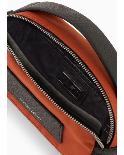 Giorgio Armani Crossbody Bag Im Mini-format Aus Nylon Und Leder in Orange für Herren