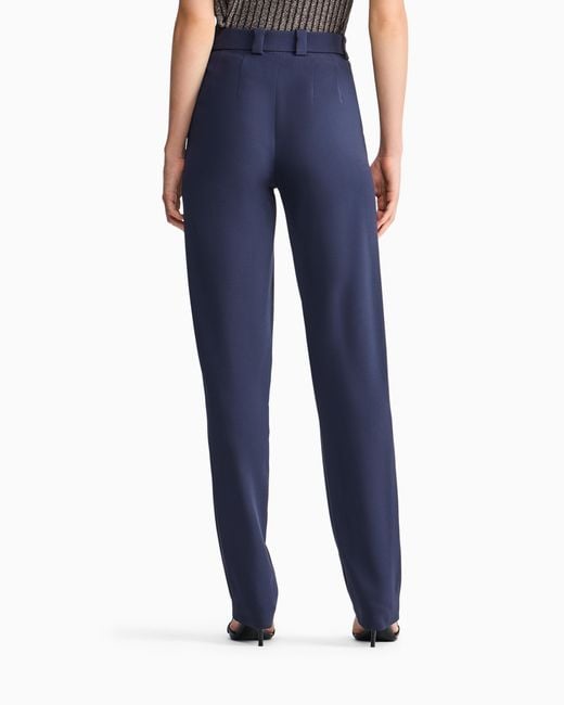 Giorgio Armani Blue Trouser Regular Fit Straight Flat Front