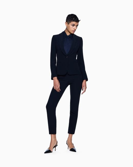 Giorgio Armani Blue Mulberry Silk Single-Breasted Jacket