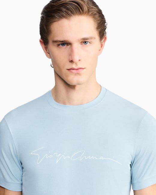 Giorgio Armani Blue Crew-Neck T-Shirt for men