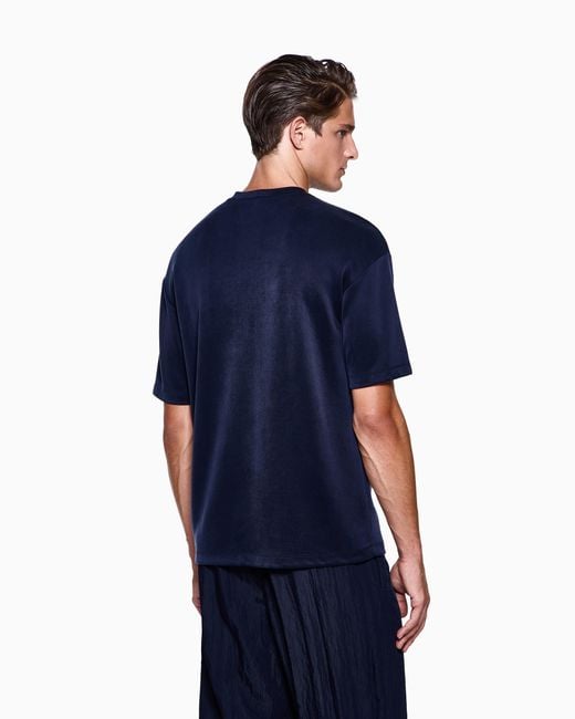 Giorgio Armani Blue Cupro-Jersey Crew-Neck T-Shirt for men