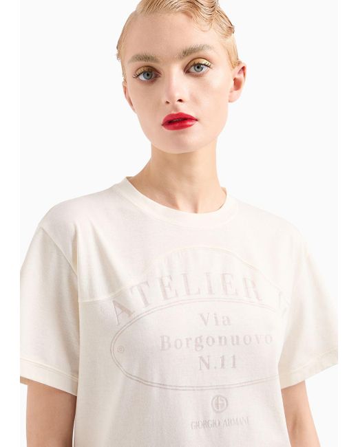 Giorgio Armani White Denim Collection Oversized Cotton-blend Jersey T-shirt