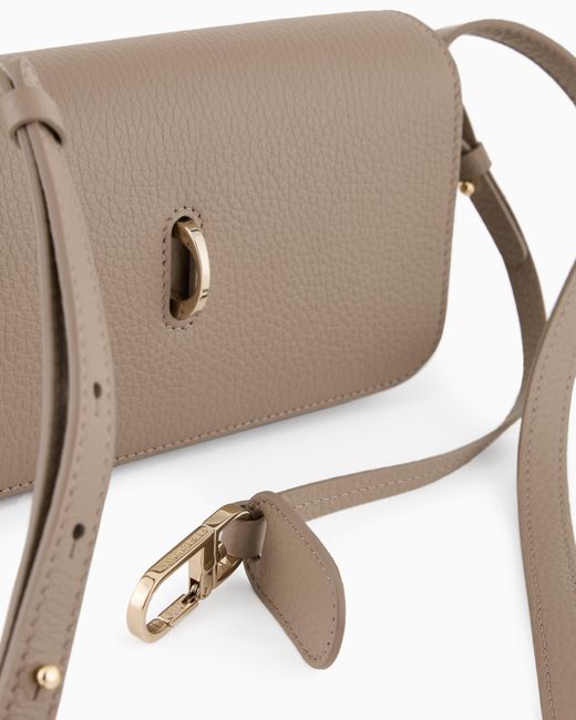 Giorgio Armani Gray Mini-Umhängetasche Aus Vollnarbigem Leder