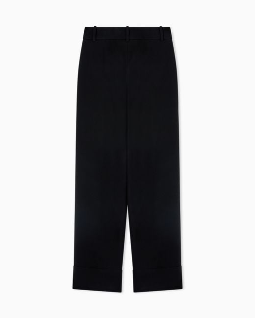 Giorgio Armani Black Silk Cady Trousers With Pleats