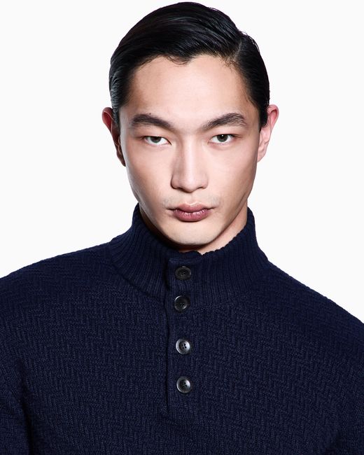 Maglia A Collo Alto di Giorgio Armani in Blue da Uomo