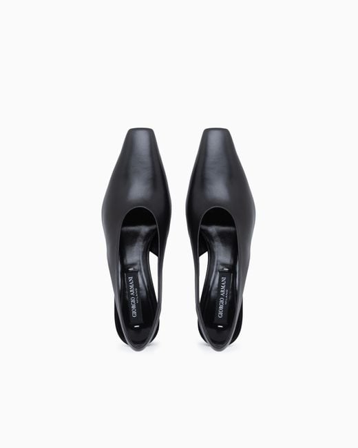 Giorgio Armani White Decollete Shoe Leather Lining And Leather Sole