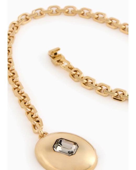 Giorgio Armani Metallic Metal Choker Necklace With Swarosvki Crystal