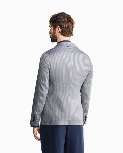 Giorgio Armani Blue Upton Line Single-Breasted Jacket for men