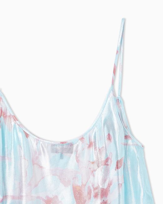 Giorgio Armani Blue Printed Lurex Viscose Top