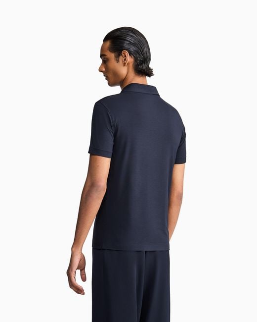 Giorgio Armani Blue Stretch Polo for men