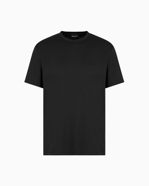 Giorgio Armani T-Shirt Aus Interlock-Baumwolle Mit Logostickerei in Black für Herren