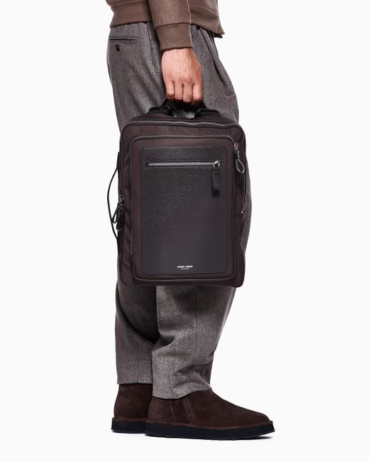 GIORGIO ARMANI GRAINED CALF LEATHER バックパック Giorgio Armani Men's Tumbled Calf Leather Backpack