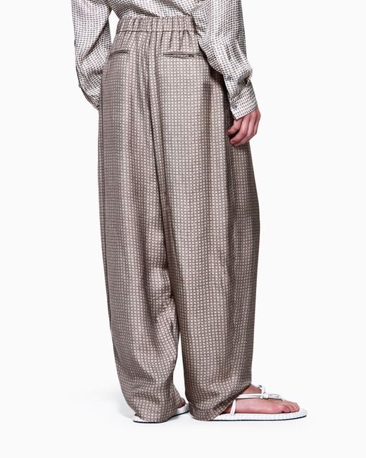 Giorgio Armani Natural Printed Viscose Flat-Front Trousers for men