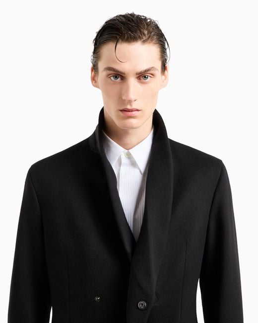 Giorgio Armani Asv Giorgio's Doppelreihiger Mantel Aus Doppellagigem Kaschmir in Black für Herren
