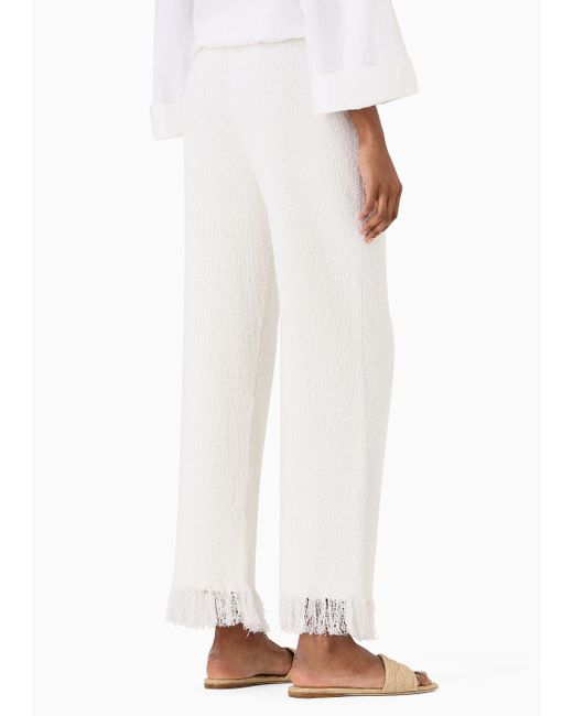 Pantalon Côtelé En Mélange De Viscose Giorgio Armani en coloris White